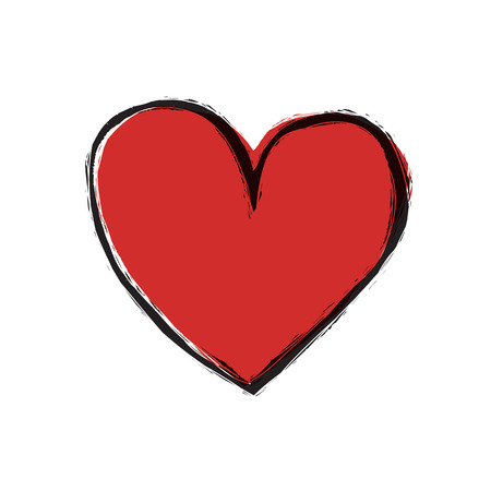 Red heart on white background, vectorのイラスト素材