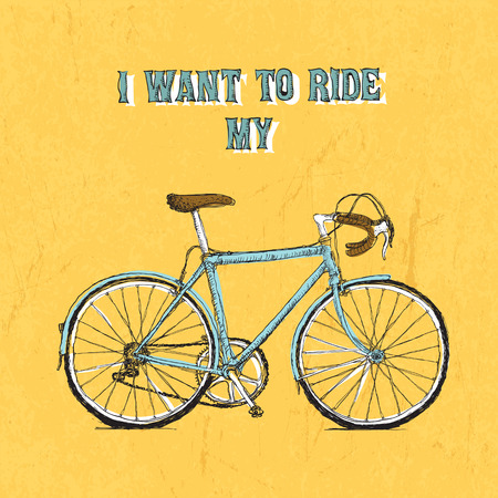 Vintage bycicle hand drawn posterのイラスト素材