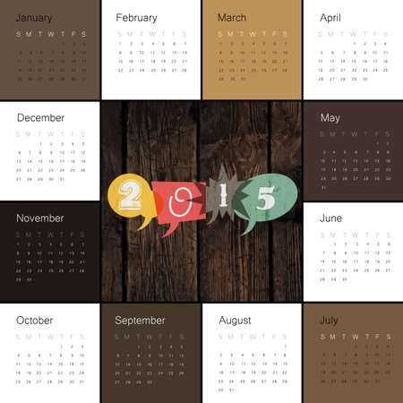 Calendar 2015 Retro Styled. Square compositionのイラスト素材