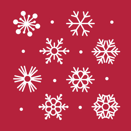 Simple Snowflakes Collection on Redのイラスト素材