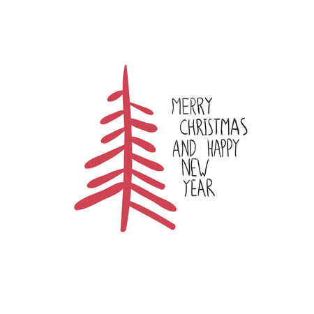Merry Christmas Greeting Card Hand Drawn Compositionのイラスト素材