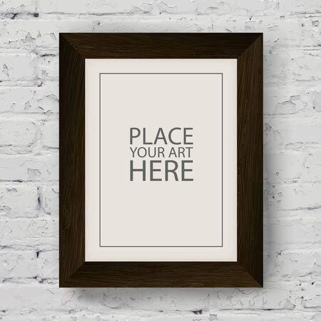 Wooden Frame on Brick Wallのイラスト素材