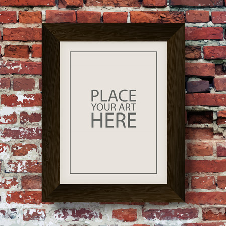 Brown Wooden Frame on Red Brick Wallのイラスト素材