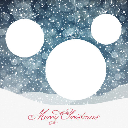 Christmas Ball Symbol and Falling Snow and Isolated Areas for Textのイラスト素材