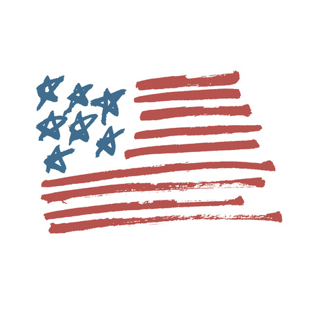 American Flag Illustration. Painted by Brush.のイラスト素材