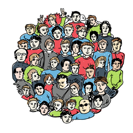 Hand Drawn People Crowdのイラスト素材
