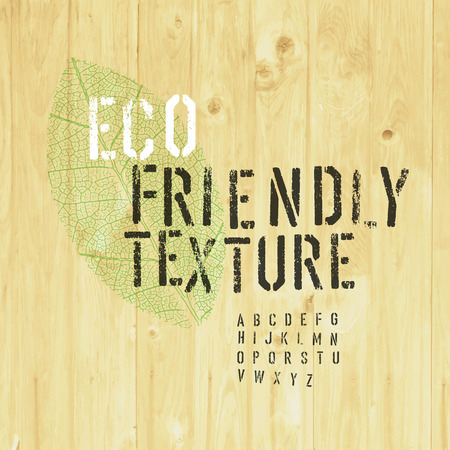 Eco Friendly Design Template (Texture and Stencil Alphabet and Leaf Symbol)のイラスト素材