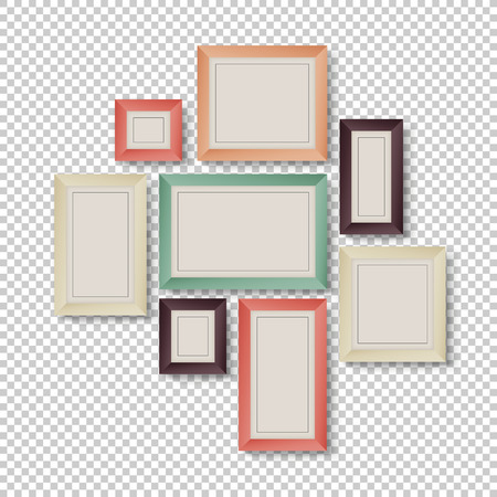Group of Frames on Transparent Background in Hipster Colorsのイラスト素材