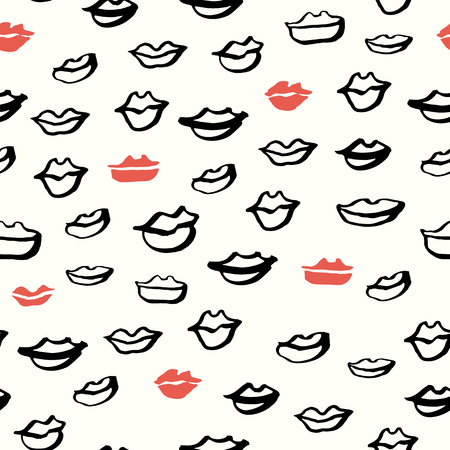 Seamless Hand Drawn Lips Patternのイラスト素材