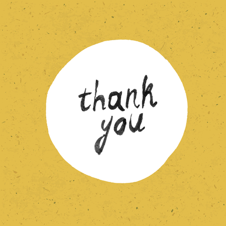 Vintage poster with hand-drawn lettering "thank you". On paper textureのイラスト素材