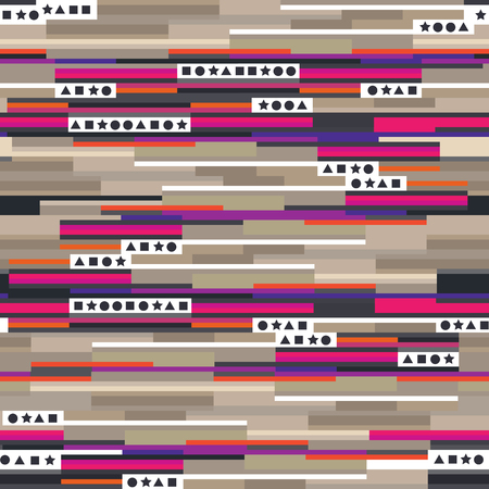 Seamless pattern with geometric shapes and color linesのイラスト素材