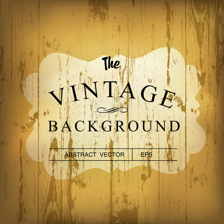 Wooden background with stylish vintage label templateのイラスト素材