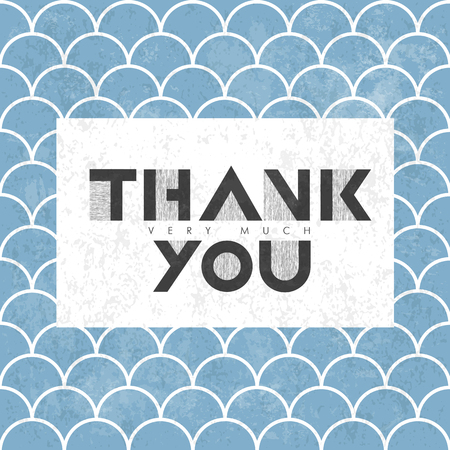 Thank you very much lettering on blue asian fish scale pattern. With grunge layersのイラスト素材