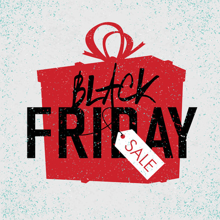 Black Friday sales Advertising Poster with Gift Box Silhouette.のイラスト素材