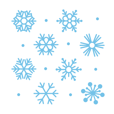 Simple Flat Snowflakes Icon Setのイラスト素材