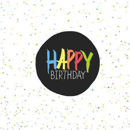 Happy Birthday Lettering On Holidays Chaotic Dots Seamless Vector Pattern.のイラスト素材