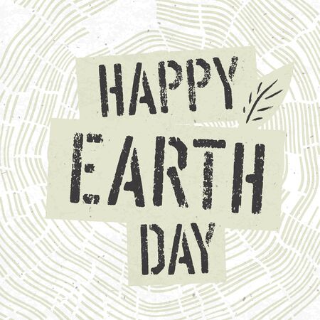 Happy Earth Day Logotype on Tree Rings Background.のイラスト素材