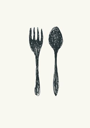 Fork and spoon illustrationのイラスト素材