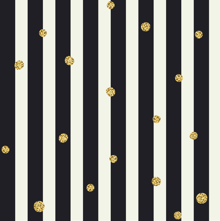 Chevron seamless pattern. Black bold lines and golden dotsのイラスト素材