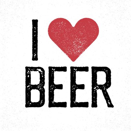 "I love beer" lettering. Print template for poster, card, t-shirt, mug, etcのイラスト素材