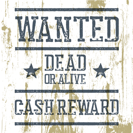 "Wanted" poster. On wooden texture.のイラスト素材