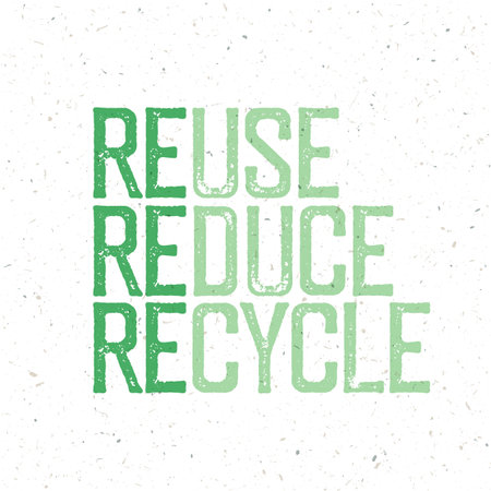 "Reuse, reduce, recycle". Conceptual typography design with Reuse, Reduce, Recycle words. Stamp grunge letters.のイラスト素材