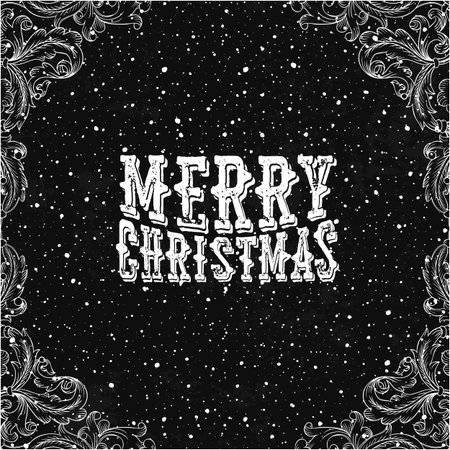 Vintage Christmas Card. Black and whiteのイラスト素材