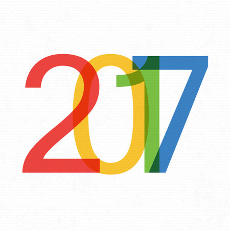 Happy New Year 2017. On white paper. Design element for holiday