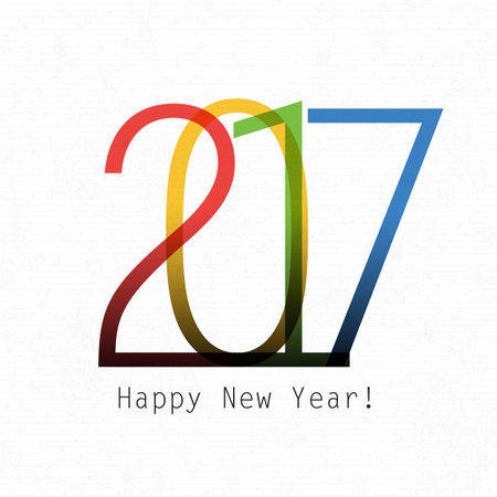 Happy New Year 2017. On white paper. Design element for holiday