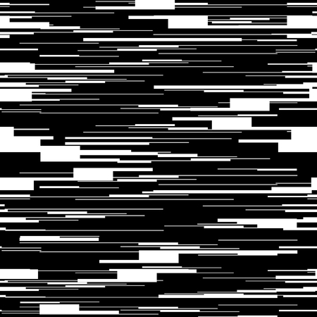 Abstract background with glitch effect, distortion, seamless texture, random horizontal black and white linesのイラスト素材
