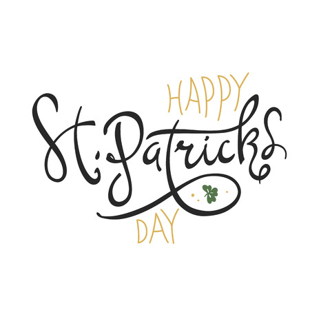 Happy Saint Patrick's Day logotype. Celebration design for March, 17th. Hand drawn lettering typography. Beer festival badgeのイラスト素材