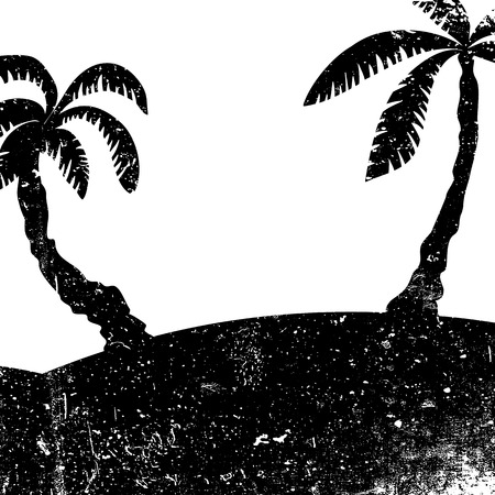 Grunge palms silhouettes. Distressed overlay texture. Grunge palms background. Vector illustrationのイラスト素材