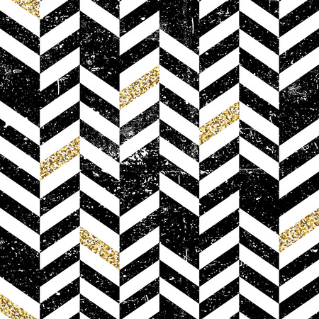 Seamless Chevron Pattern with Glittering Gold Elementsのイラスト素材