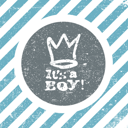 It's a boy lettering. Baby shower party design element. Vector greeting card.のイラスト素材