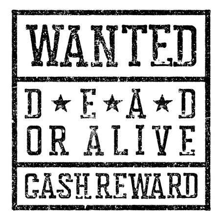 "Wanted" poster. Design template aging texture. Distressed vector illustration. Grunge styled stamp letters. Isolated on whiteのイラスト素材