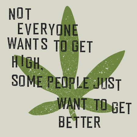 CBD quote poster. Hemp leaf symbol.のイラスト素材