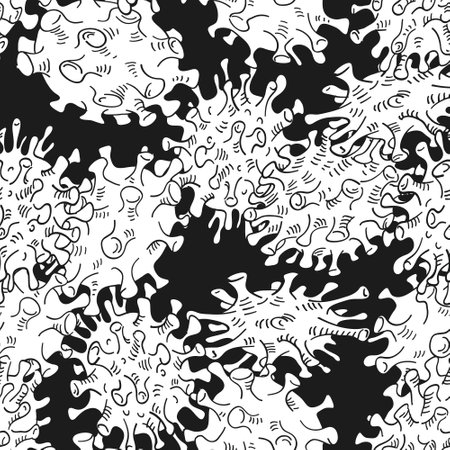 Covid-19 viruses seamless pattern. Corona virus theme vector backgroundのイラスト素材