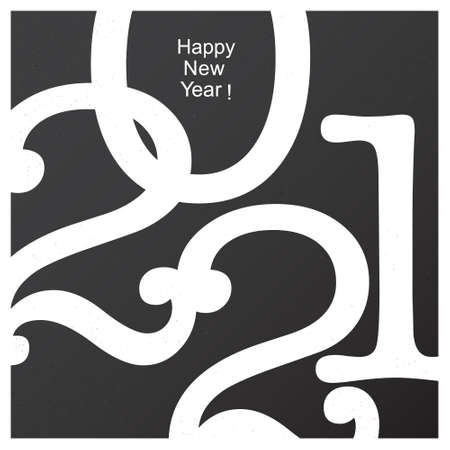 2021 text. Monochrome typography. Happy New Year Greetings Vector Card.のイラスト素材