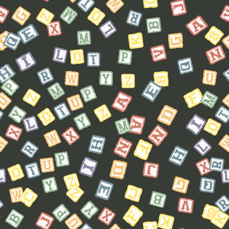 Alphabet blocks seamless pattern. Educational theme vector backgroundのイラスト素材