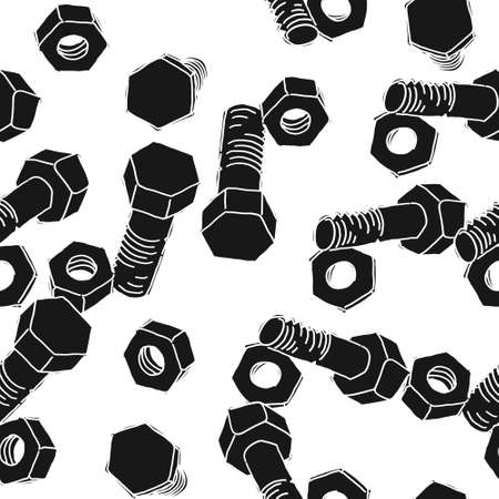 Bolt and nut seamless pattern. Mechanical vector backgroundのイラスト素材