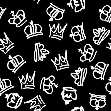 Many crowns seamless pattern. Vector doodle seamless background.のイラスト素材