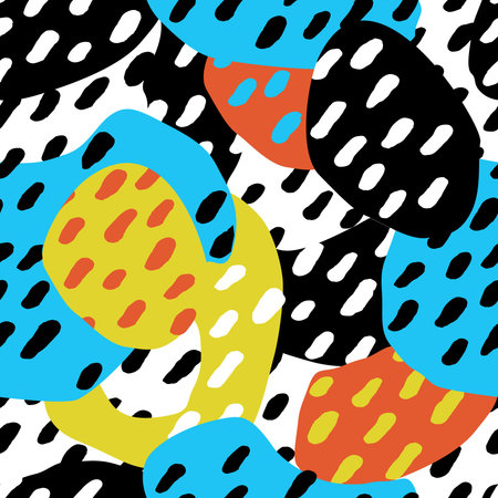 Memphis style seamless pattern. Hand drawn elements in the retro style. Vector seamless background.