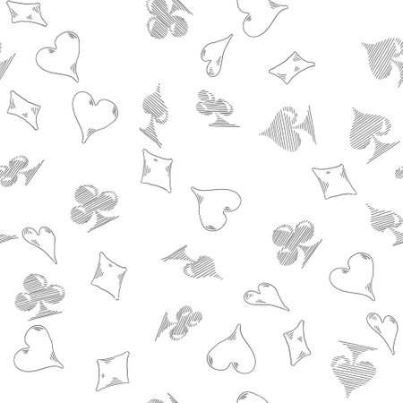 Playing card suit seamless pattern. Gambling theme vector backgroundのイラスト素材