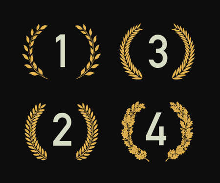 Collection of the different gold silhouette wreaths, depicting an award. Vector design template.のイラスト素材