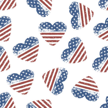 American flag grunge symbol on white background. Seamless vector illustration.のイラスト素材