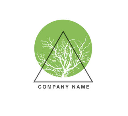 Ecology logo with tree silhouette. Vector illustration.のイラスト素材