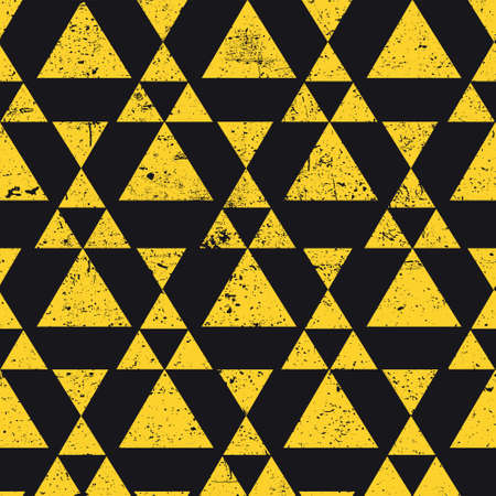 Yellow geometric triangle background. Abstract seamless pattern grunge textured.のイラスト素材