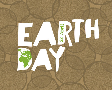 Earth Day Logo, 22 April. Tree rings pattern background. Vector designのイラスト素材