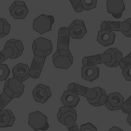 Bolt and nut seamless pattern. Mechanical vector backgroundのイラスト素材