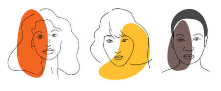 Multi-ethnic beauty. Different ethnicity women - Caucasian, African, Asian. Vector illustrationのイラスト素材